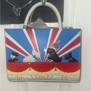 RADLEY LONDON Blue and Red Dog Print Satchel
